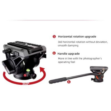 Trépied caméra professionnel en aluminium avec tête fluide Q5S