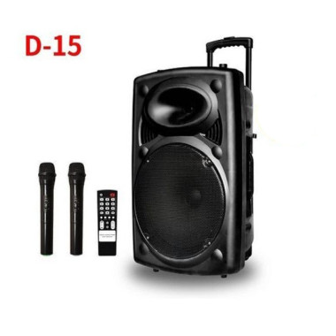 Jiepak JP- D15 - Enceinte Bluetooth Portable + 2 Micros + 1 Télécommande + 1 Chargeur - Noir