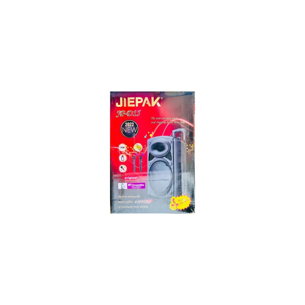 Jiepak JP- D15 - Enceinte Bluetooth Portable + 2 Micros + 1 Télécommande + 1 Chargeur - Noir