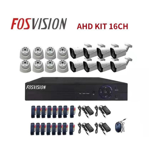 Fosvision- Kit vidéosurveillance Analogique 16 caméras Avec Fil