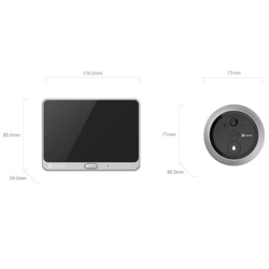 Sonnette à judas sans fil, Wi-Fi, vidéo Full HD, Ecran couleur 4,3", batterie