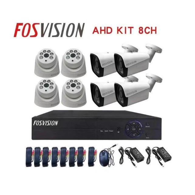 Fosvision- Kit vidéosurveillance Analogique 8 caméras Avec Fi