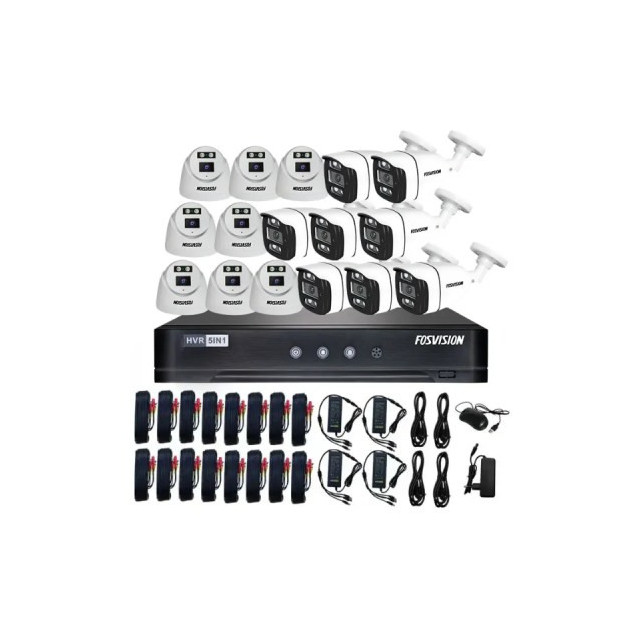 Fosvision DVR système de sécurité domestique, caméra de vidéosurveillance Ahd 1080p Ahd Kit 16 canaux Vision nocturne