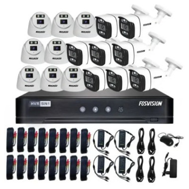 Fosvision DVR système de sécurité domestique, caméra de vidéosurveillance Ahd 1080p Ahd Kit 16 canaux Vision nocturne