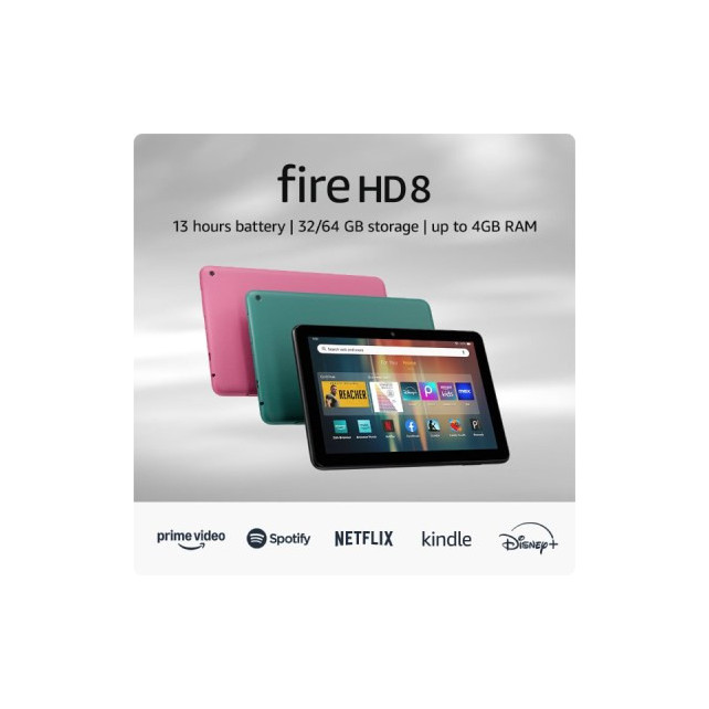 Tablette Amazon Fire HD 8 (2022) Wifi 2Gb Ram, 64Gb Memoire, écran HD de 8", processeur hexa-cor