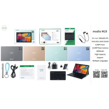 Tablette Modio M19 2 Sim 5G + Wifi 8Gb Ram / 256Gb Memoire 10 Pouces