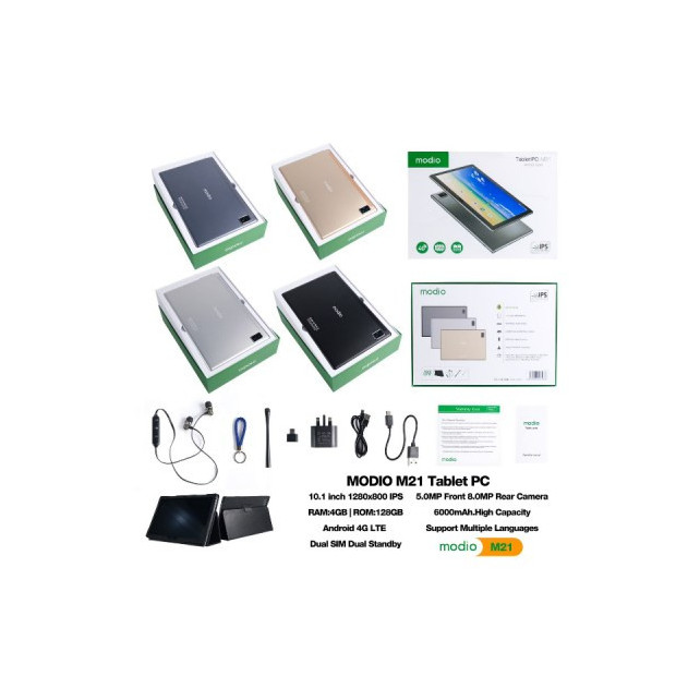 Tablette Modio M21 2 Sim 4G + Wifi 4Gb Ram / 128Gb Memoire 10 Pouces