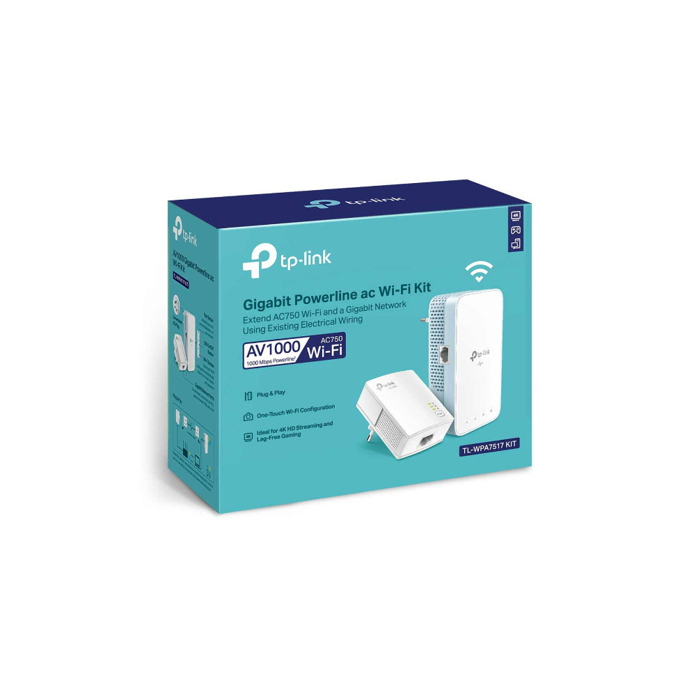 Pack de 2 adaptateurs CPL 1000 Mbps + Wi-Fi AC750 avec 1 port Gigabit Ethernet
