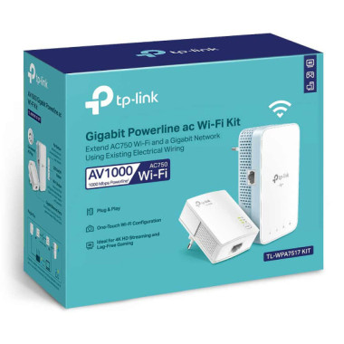 Pack de 2 adaptateurs CPL 1000 Mbps + Wi-Fi AC750 avec 1 port Gigabit Ethernet