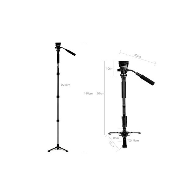 Monopode caméra professionnel avec tête panoramique