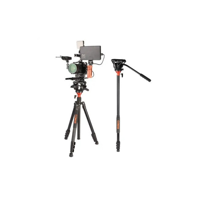 Monopode / Trépied caméra professionnel en aluminium avec tête fluide Q5S