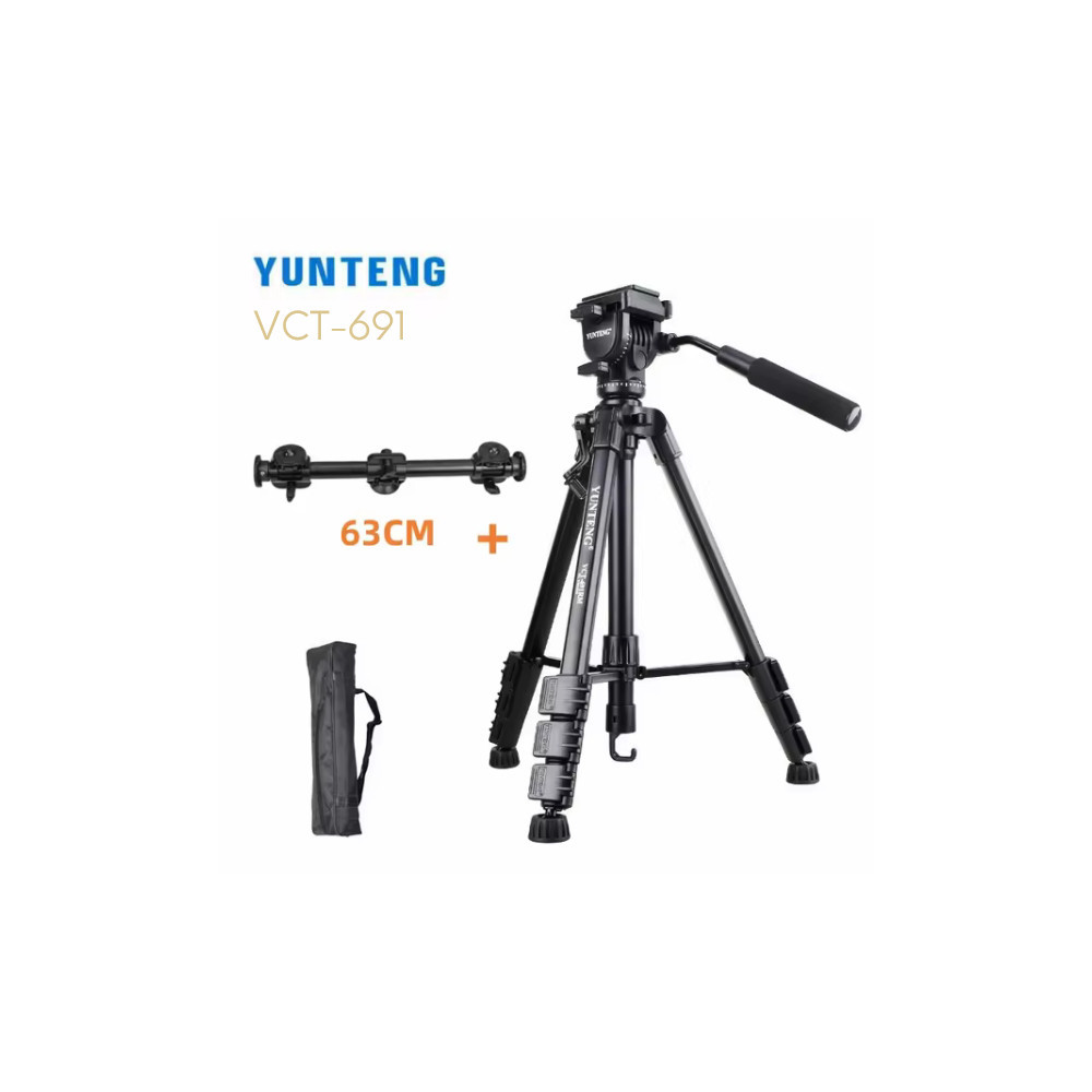 Trépied caméra professionnel en aluminium avec tête fluide et inclinable