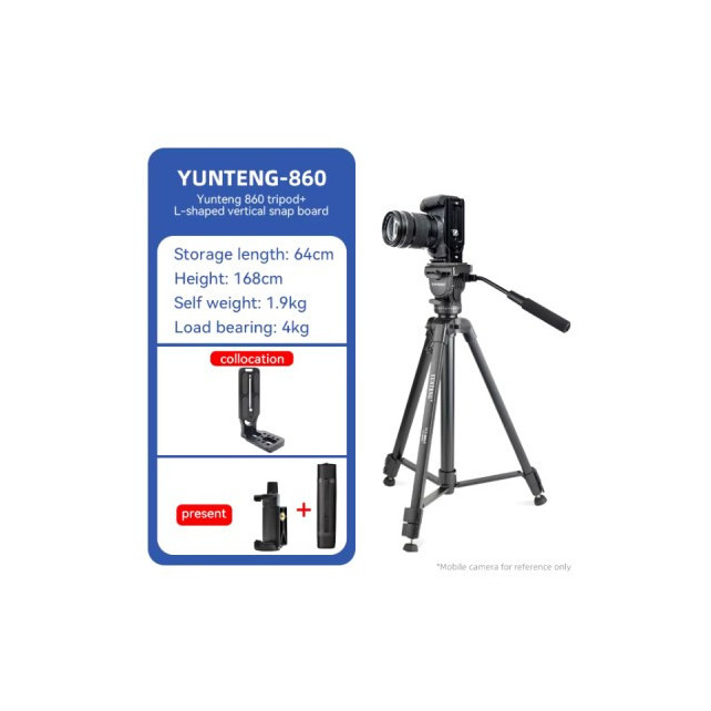 Trépied caméra professionnel en aluminium avec repose-pieds