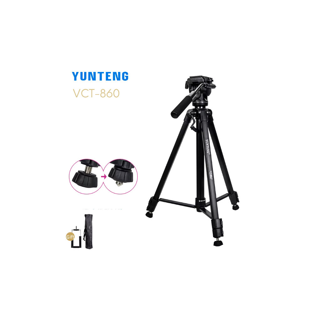 Trépied caméra professionnel en aluminium avec repose-pieds