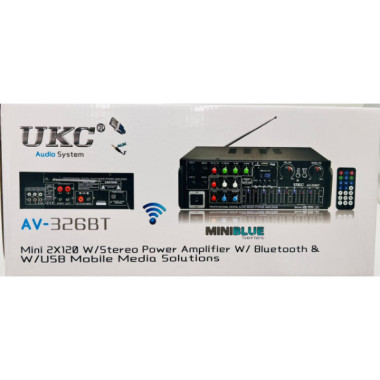 Amplificateur de son puissant pour haut-parleurs UKC AV-326BT Karaoké Bluetooth avec 4 Ports microphones
