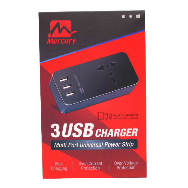 Rallonge universel multiport 1 sortie avec 3 Ports de Chargement USB