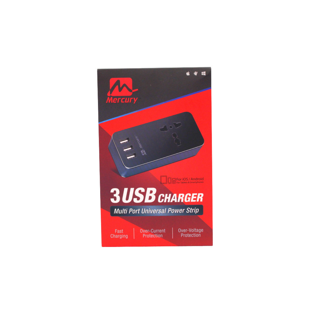 Rallonge universel multiport 1 sortie avec 3 Ports de Chargement USB