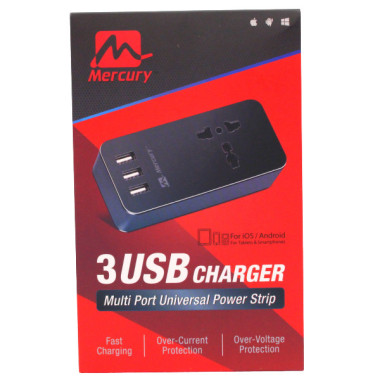 Rallonge universel multiport 1 sortie avec 3 Ports de Chargement USB