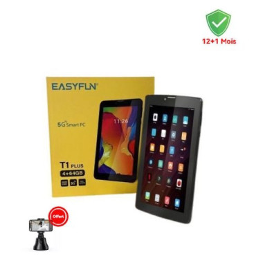 Easyfun Tablette T1 plus - Ecran 7" - 5G - RAM 4Go - ROM 64Go - Caméra 5MP - Noir