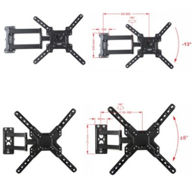 Support de montage mural Télévision ajustable Amely CP302 pour écran plat de 14 "à 42"