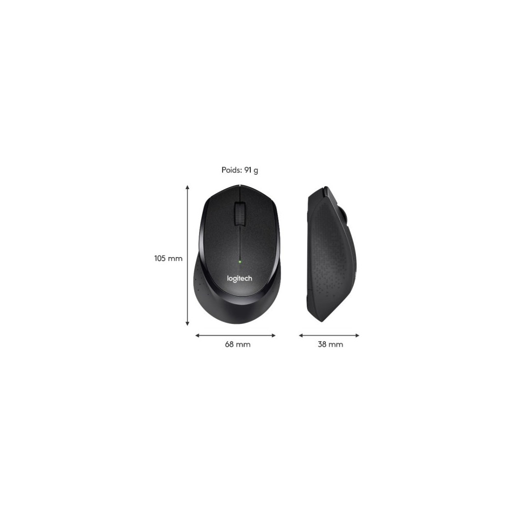 Souris sans fil - droitier - capteur optique 1000 dpi - 3 boutons