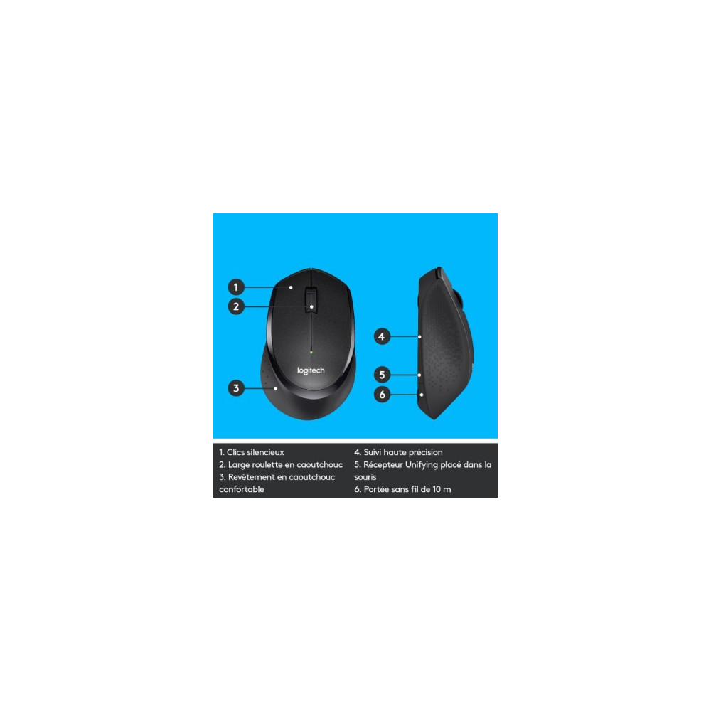 Souris sans fil - droitier - capteur optique 1000 dpi - 3 boutons