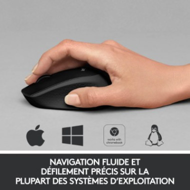 Souris sans fil - droitier - capteur optique 1000 dpi - 3 boutons