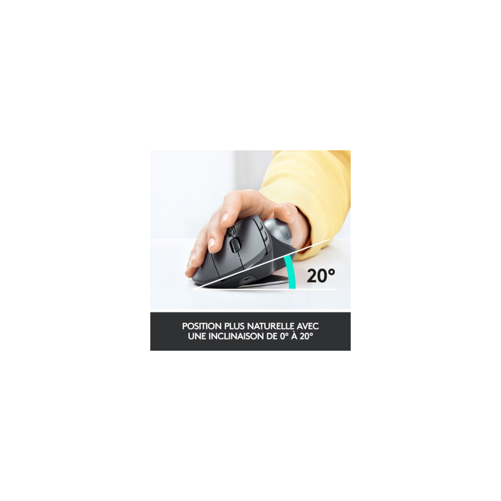 Trackball sans fil - droitier - capteur optique 440 dpi - 8 boutons - technologie Logitech Flow - compatible PC et MAC