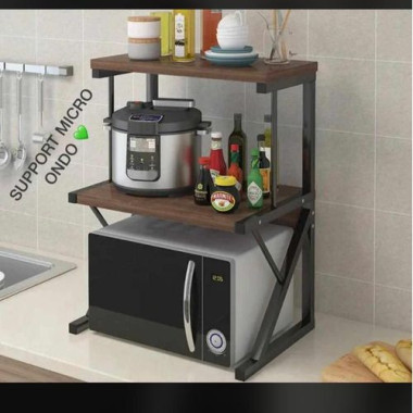 Étagère Support Micro-onde épices et autres Metal et bois