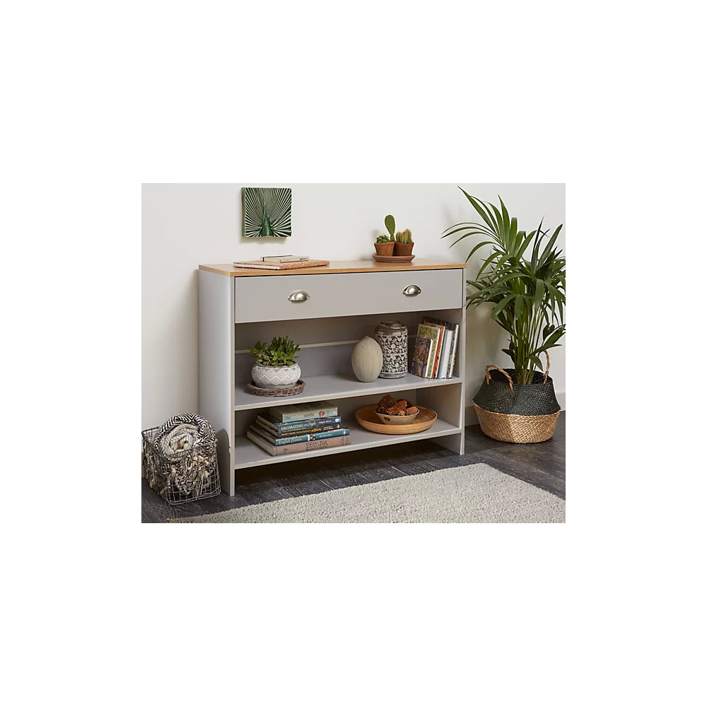Unité de la console de Lilsbury de style maison et de style domestique avec 2 étagères, cabinet de rangement libre, mini-armoire