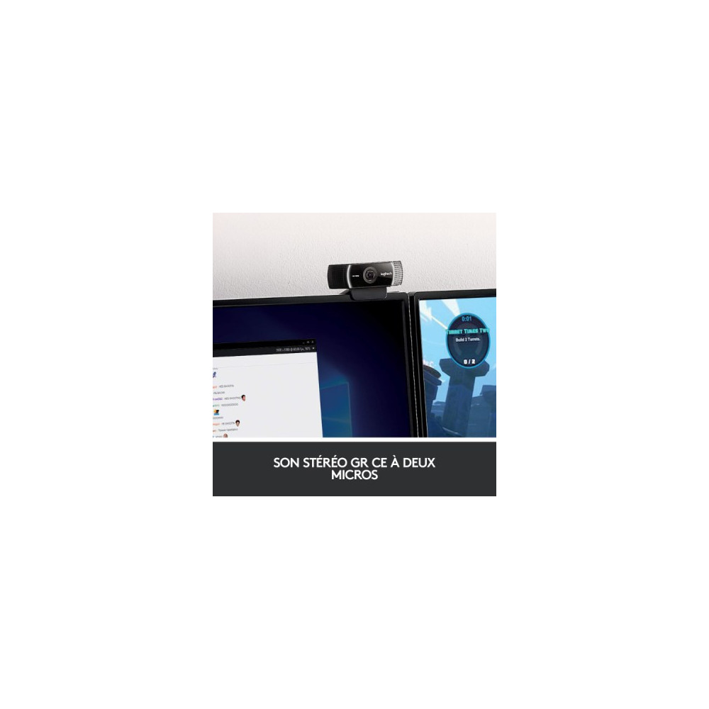 Webcam Full HD 1080p avec deux microphones omnidirectionnels et trépied
