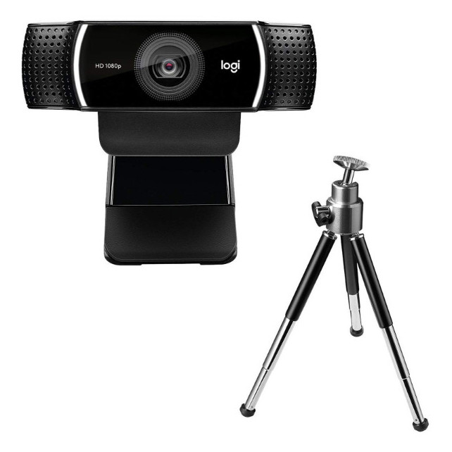Webcam Full HD 1080p avec deux microphones omnidirectionnels et trépied
