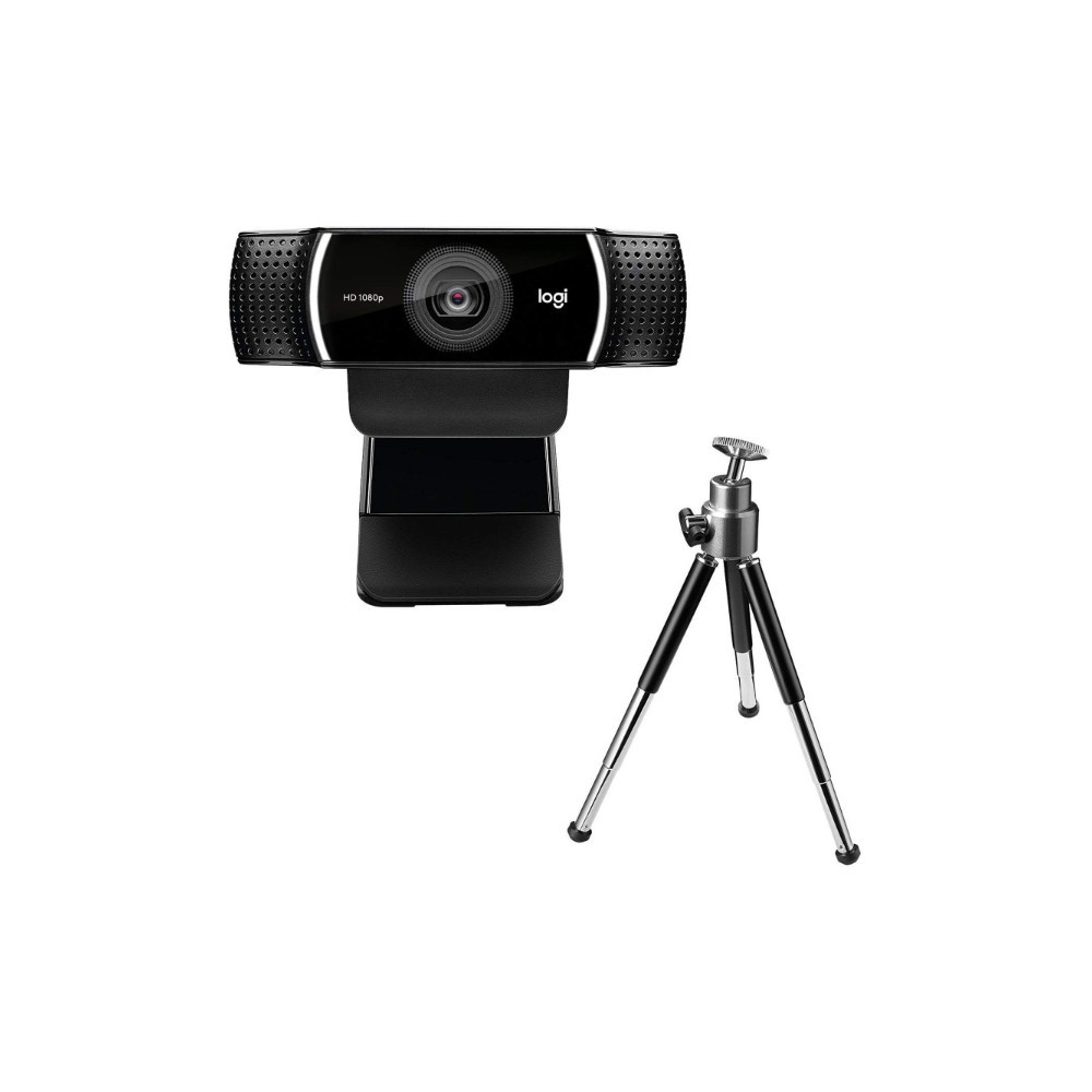 Webcam Full HD 1080p avec deux microphones omnidirectionnels et trépied