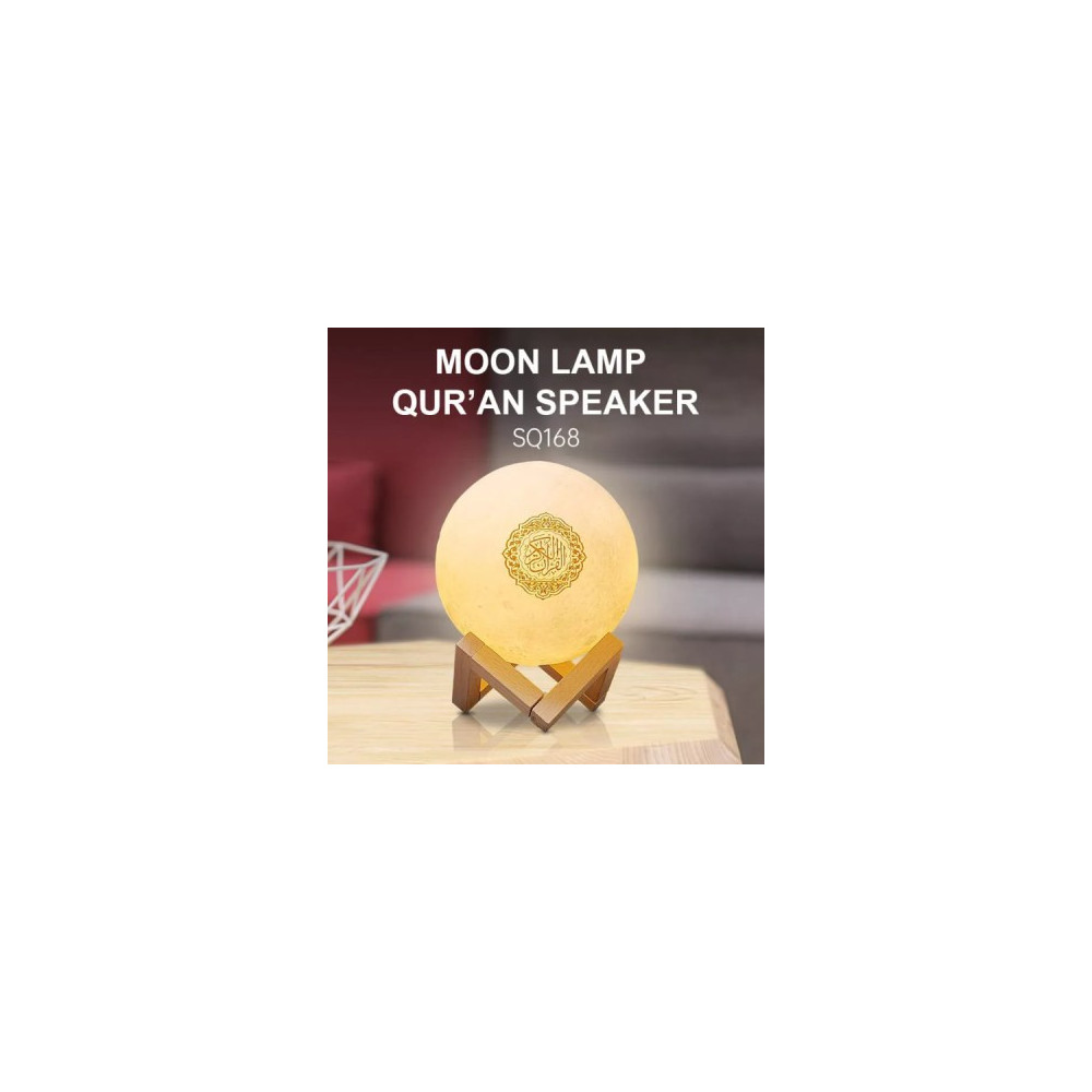 Lampe de lumière blanche en forme de la lune et Haut-parleur du Coran