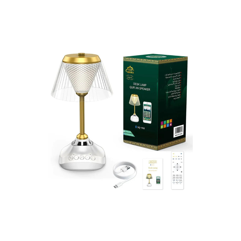 Lampe de bureau avec haut-parleur Coran LED avec 16 couleurs de lumières tactiles et télécommande